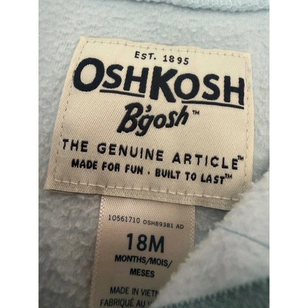 OshKosh B'gosh Baby Girls 18M Blue Colorblock Fleece Jacket Full Zip Heart